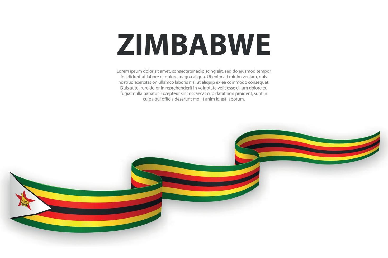 Waving ribbon or banner with flag of Zimbabwe vector