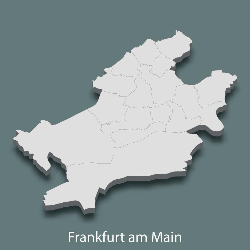 3d isometric map of Frankfurt am Main is a city of Germany vector