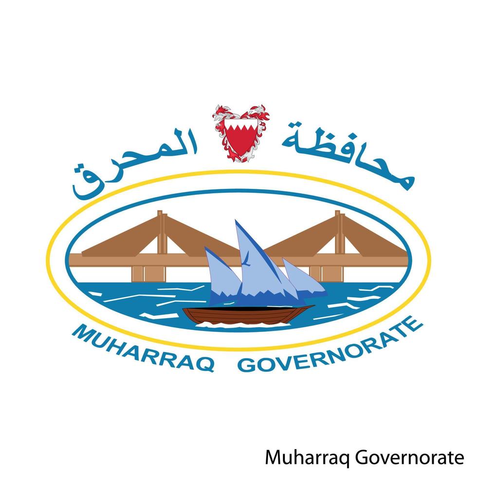 Coat of Arms of Muharraq Governorate is a Bahrain region. Vector