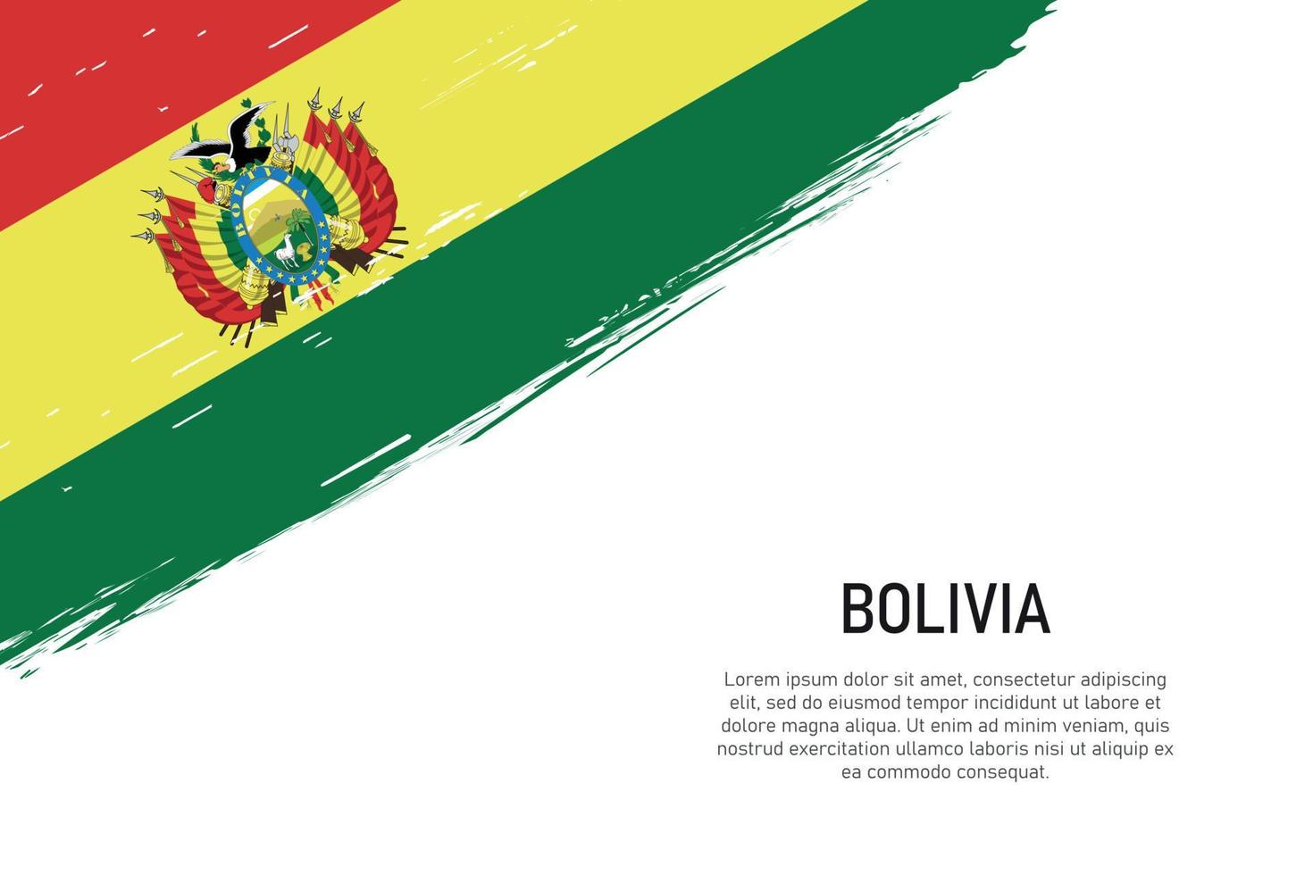 Fondo de trazo de pincel de estilo grunge con bandera de bolivia vector