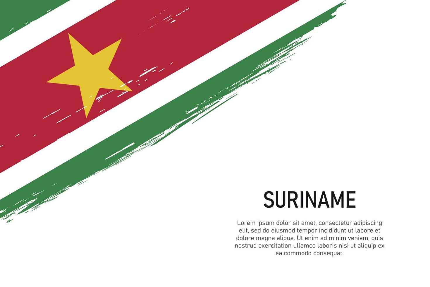 fondo de trazo de pincel de estilo grunge con bandera de surinam vector