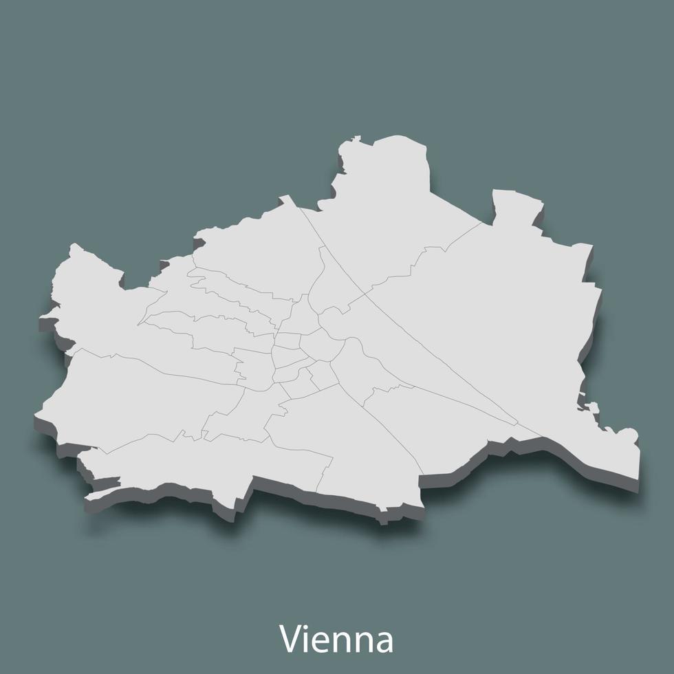 3d isometric map of Vienna is a city of Austria vector