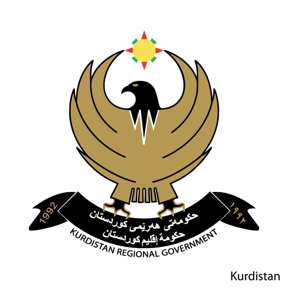 Coat of Arms of Kurdistan is a Iraq region. Vector emblem