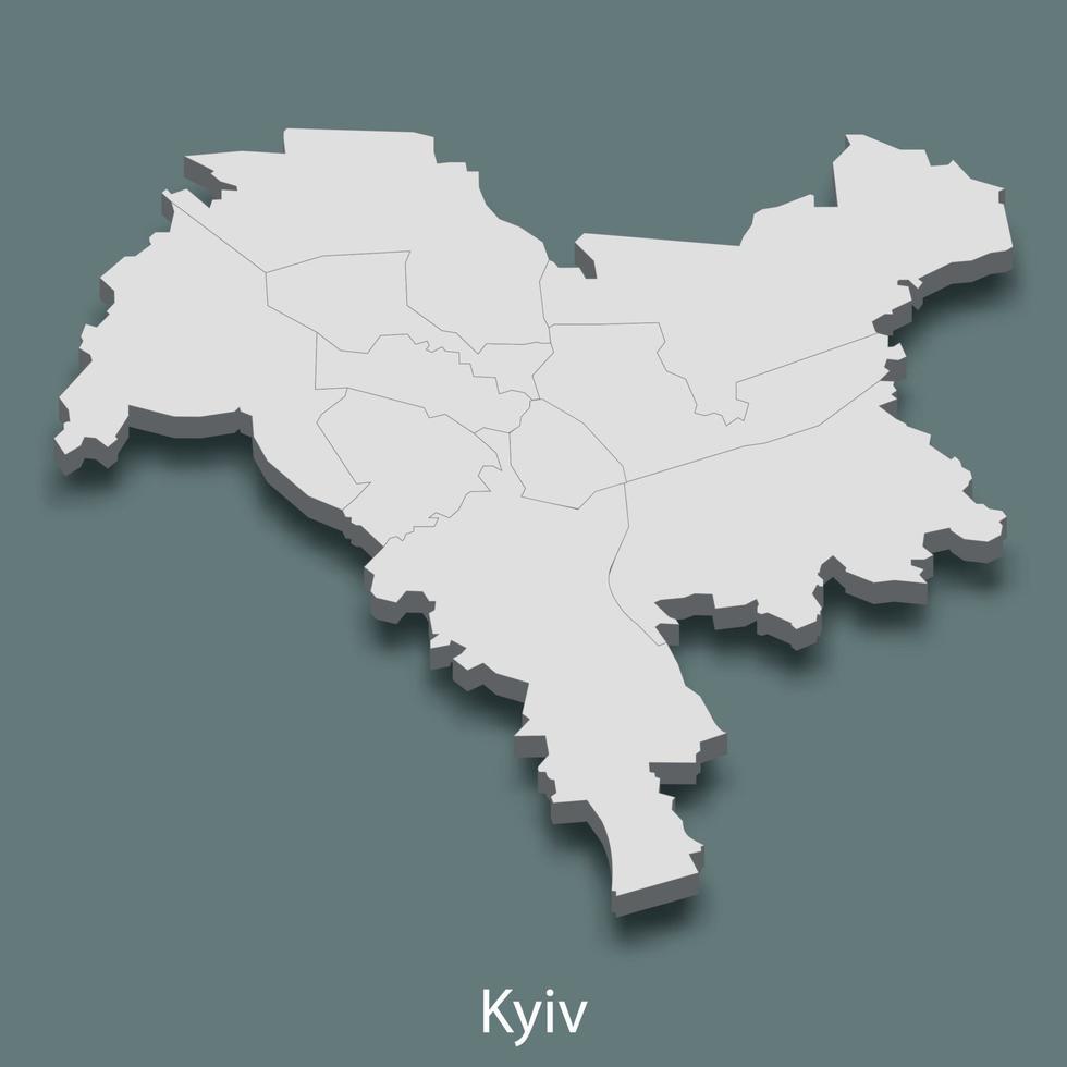 El mapa isométrico 3d de Kyiv es una ciudad de ucrania vector