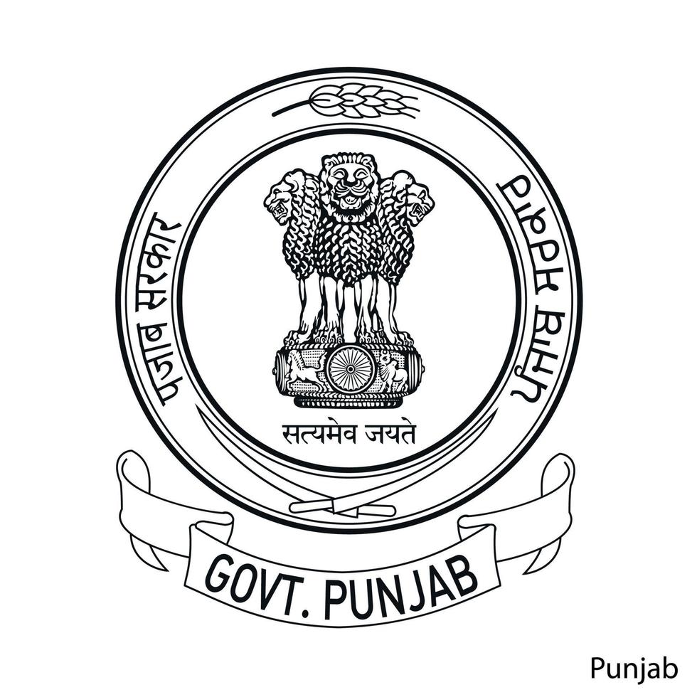 Coat of Arms of Punjab is a Indian region. Vector emblem