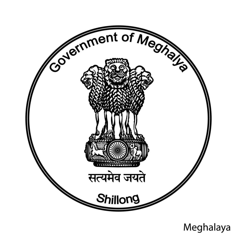 escudo de armas de meghalaya es una región india. emblema vectorial vector