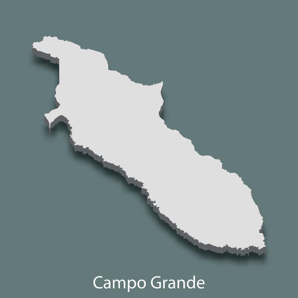 3d isometric map of Campo Grande is a city of Brazil vector
