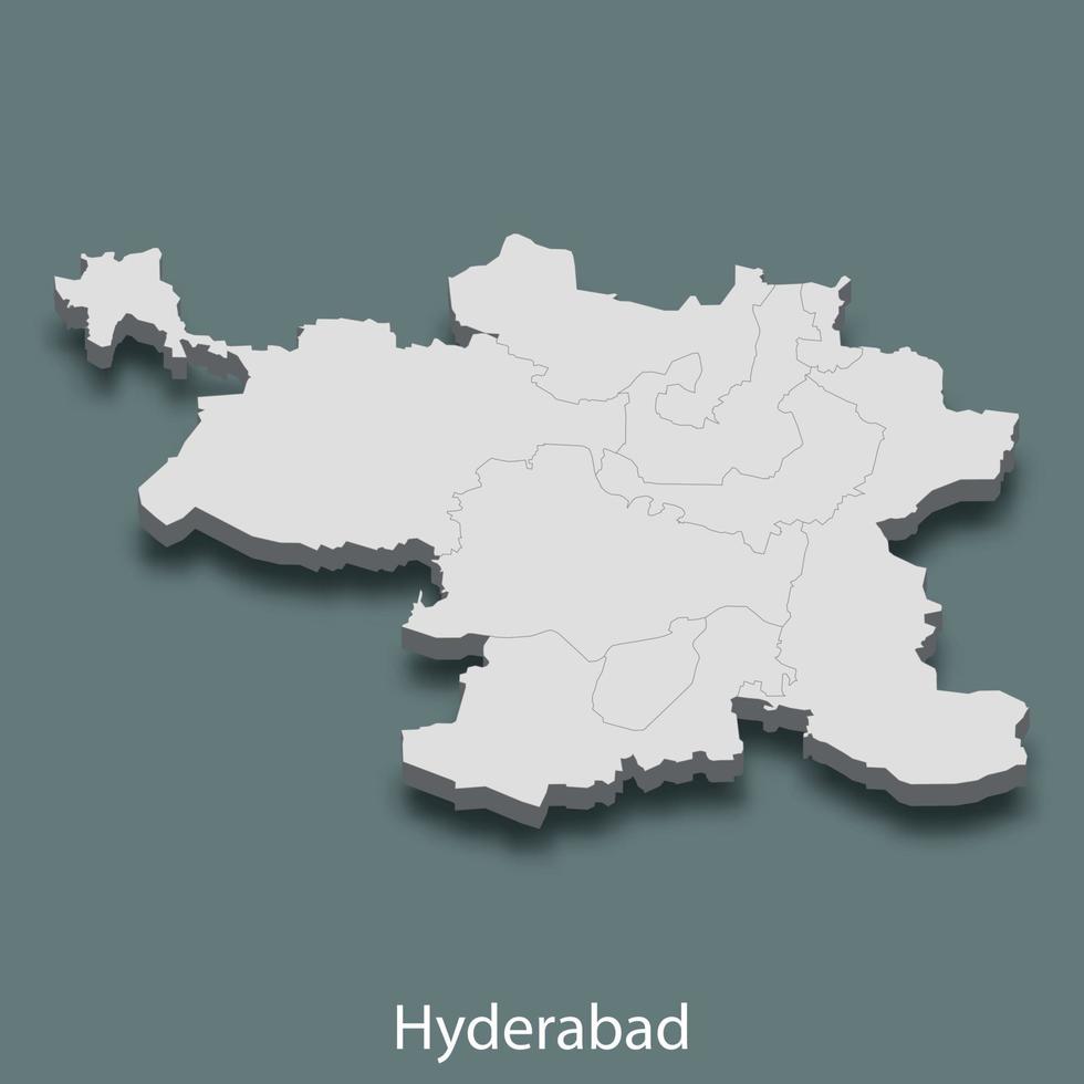 mapa isométrico 3d de hyderabad es una ciudad de la india vector