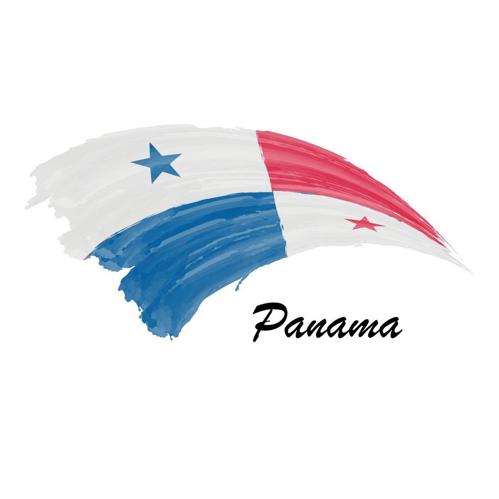 pintura acuarela bandera de panamá. ilustración de trazo de pincel vector