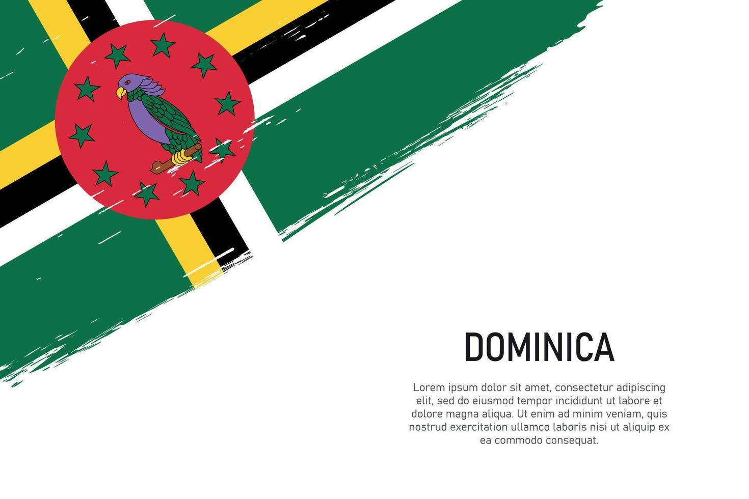 Grunge styled brush stroke background with flag of Dominica vector