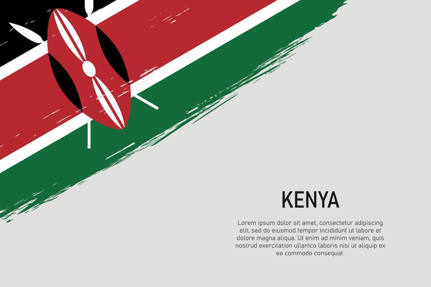 Fondo de trazo de pincel de estilo grunge con bandera de Kenia vector