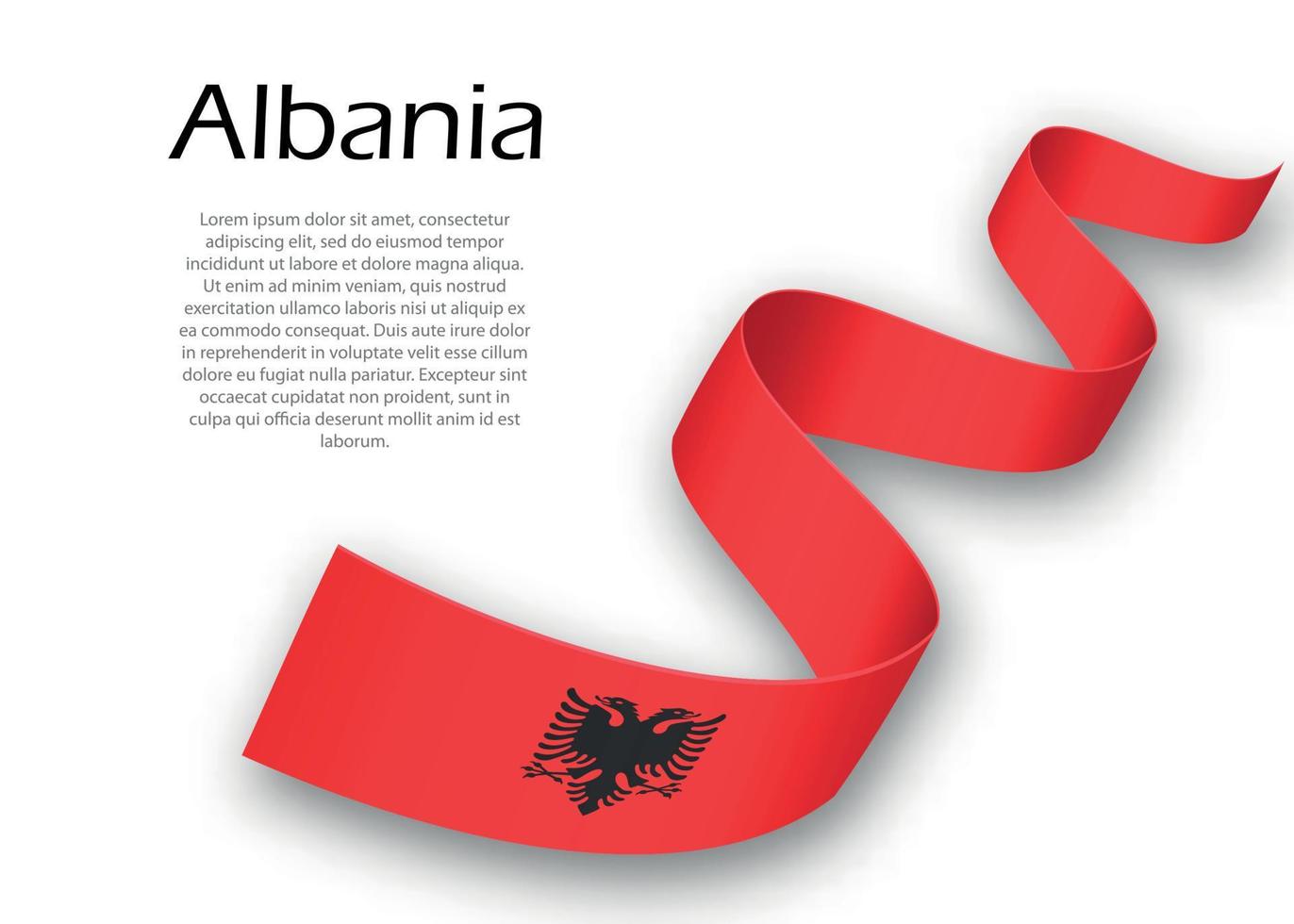 Waving ribbon or banner with flag of Albania vector