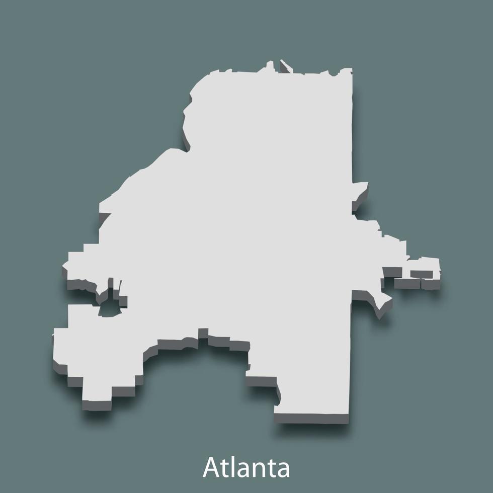 Mapa isométrico 3d de atlanta es una ciudad de estados unidos vector