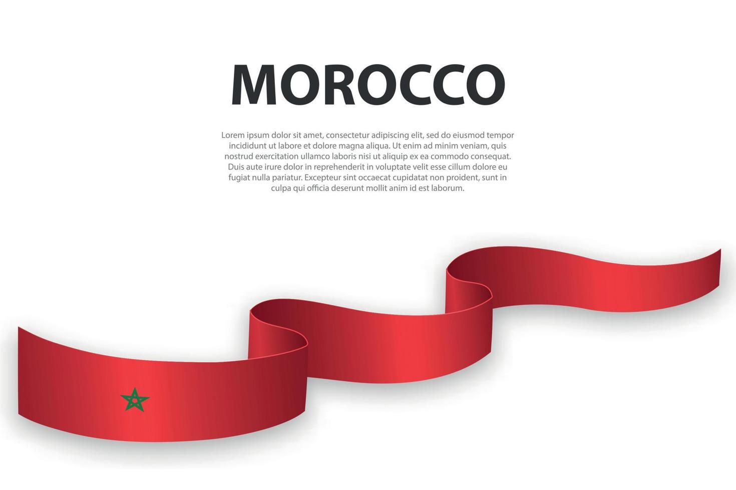 Waving ribbon or banner with flag of Morocco vector