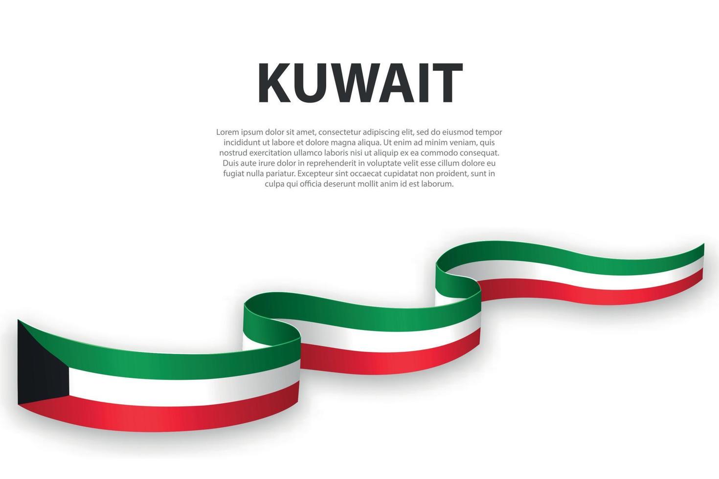 Waving ribbon or banner with flag of Kuwait vector