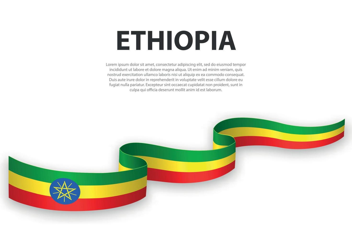 Waving ribbon or banner with flag of Ethiopia vector