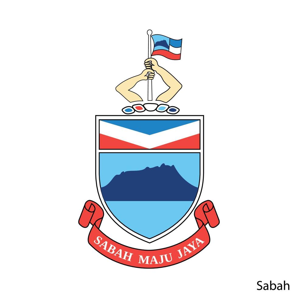 Coat of Arms of Sabah is a Malaysian region. Vector emblem