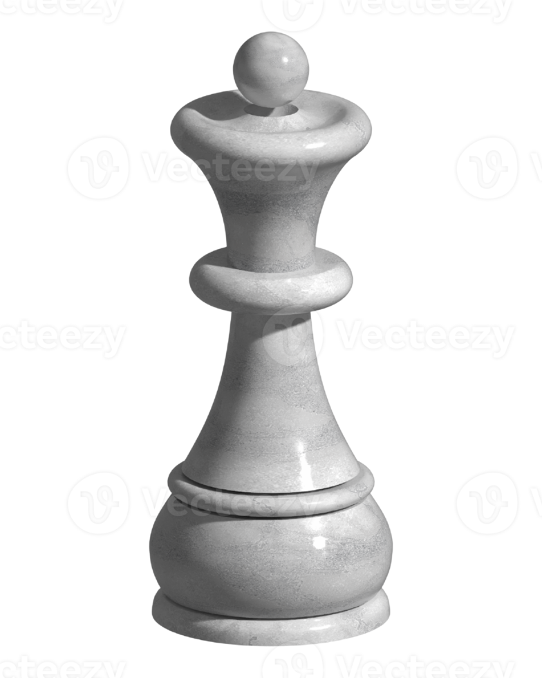 Silver Ceramic Chess Queen 3D Render png
