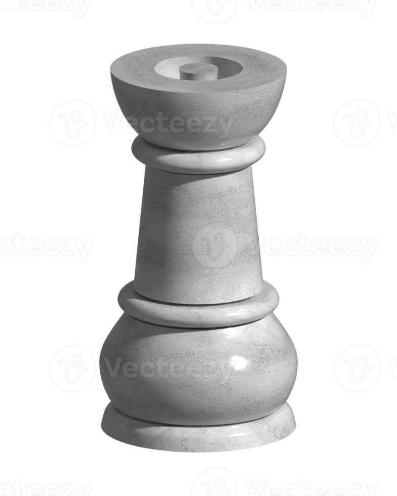 Silver Ceramic Chess Rook 3D Render png