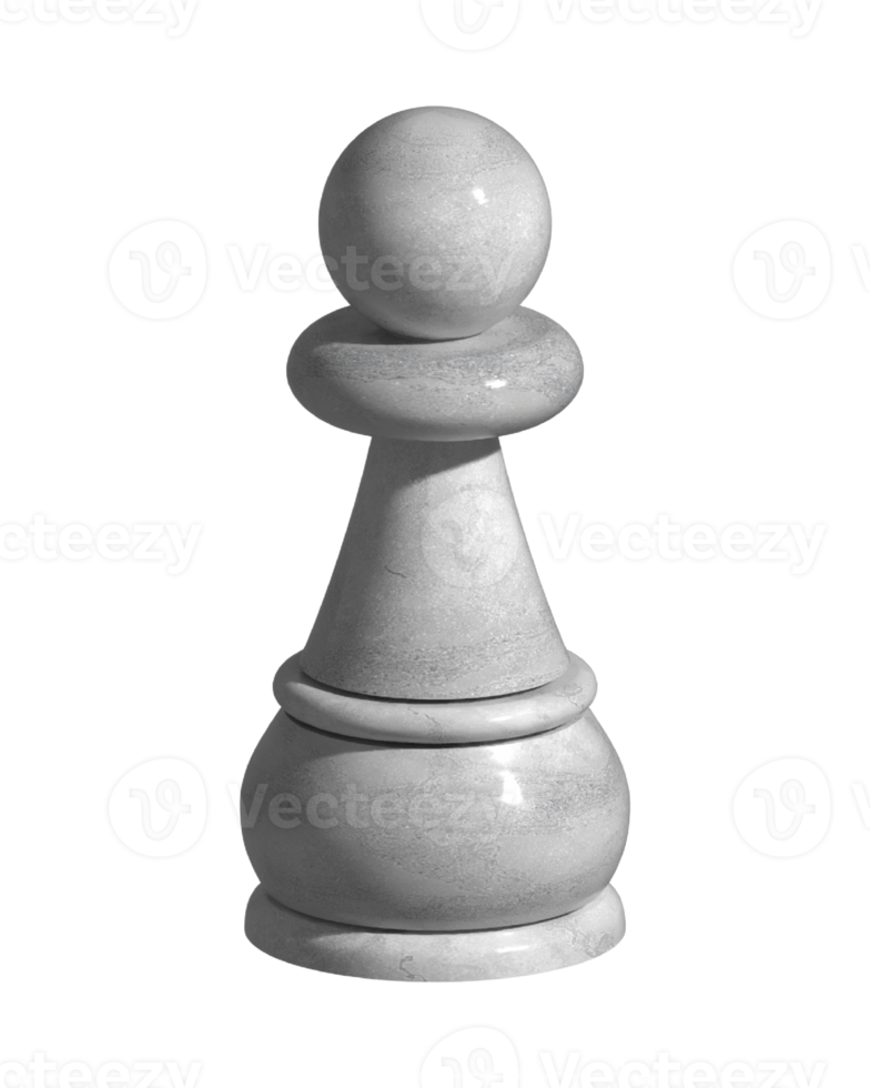 Silver Ceramic Chess Pawn 3D Render png