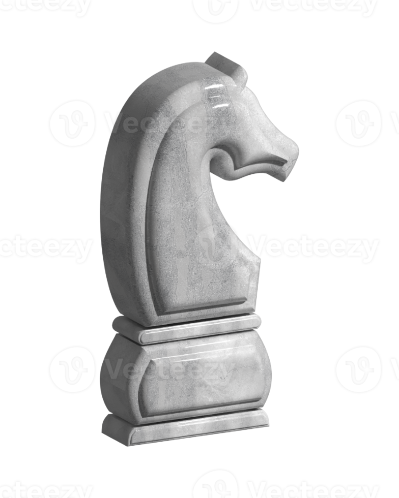 chevalier d'échecs en céramique d'argent rendu 3d png