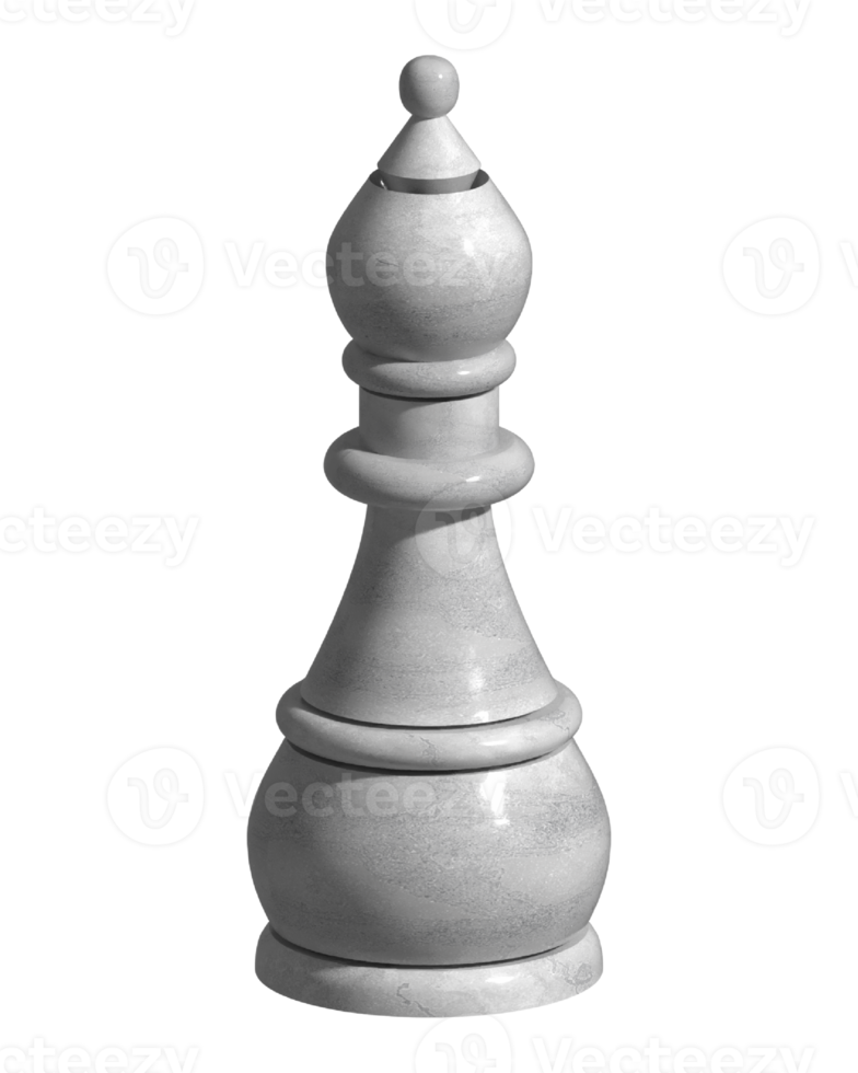 Silver Ceramic Chess Bishop 3D Render png