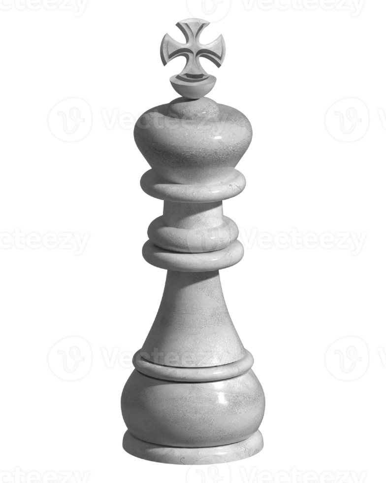 Silver Ceramic Chess King 3D Render png