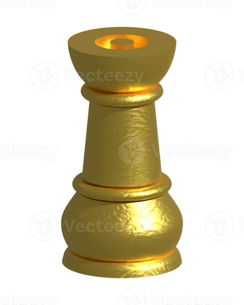 Gold Chess Rook 3D Render png