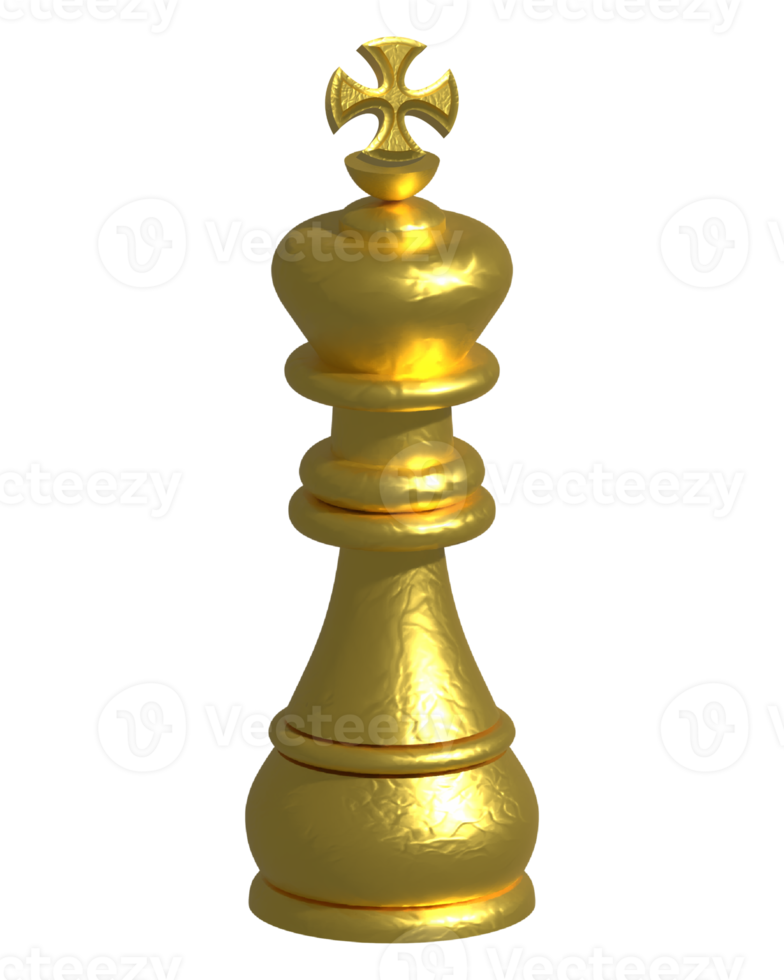 Gold Chess King 3D Render png