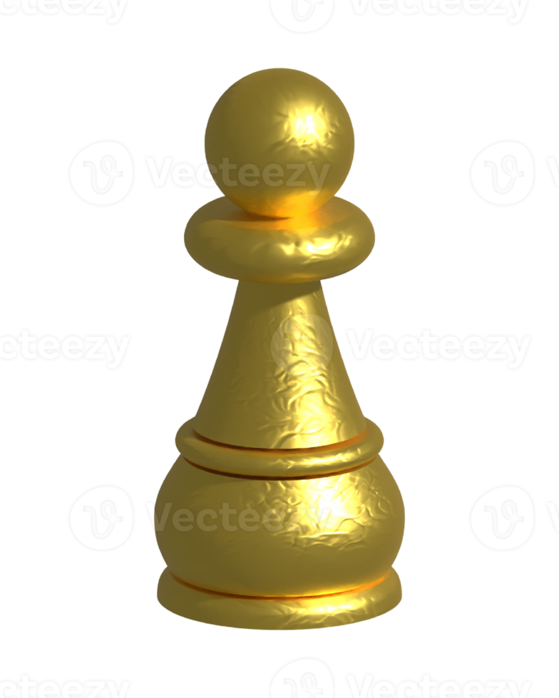 Gold Chess Pawn 3D Render png