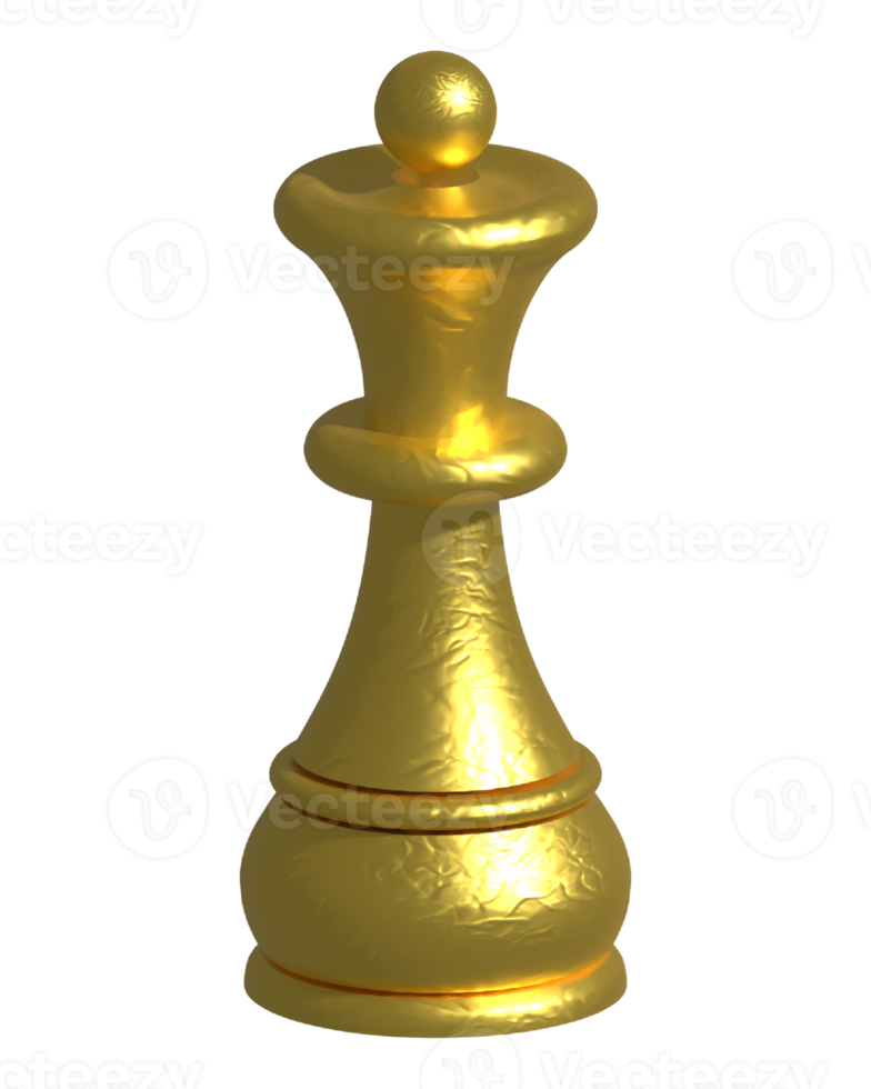goud schaak koningin 3d geven png