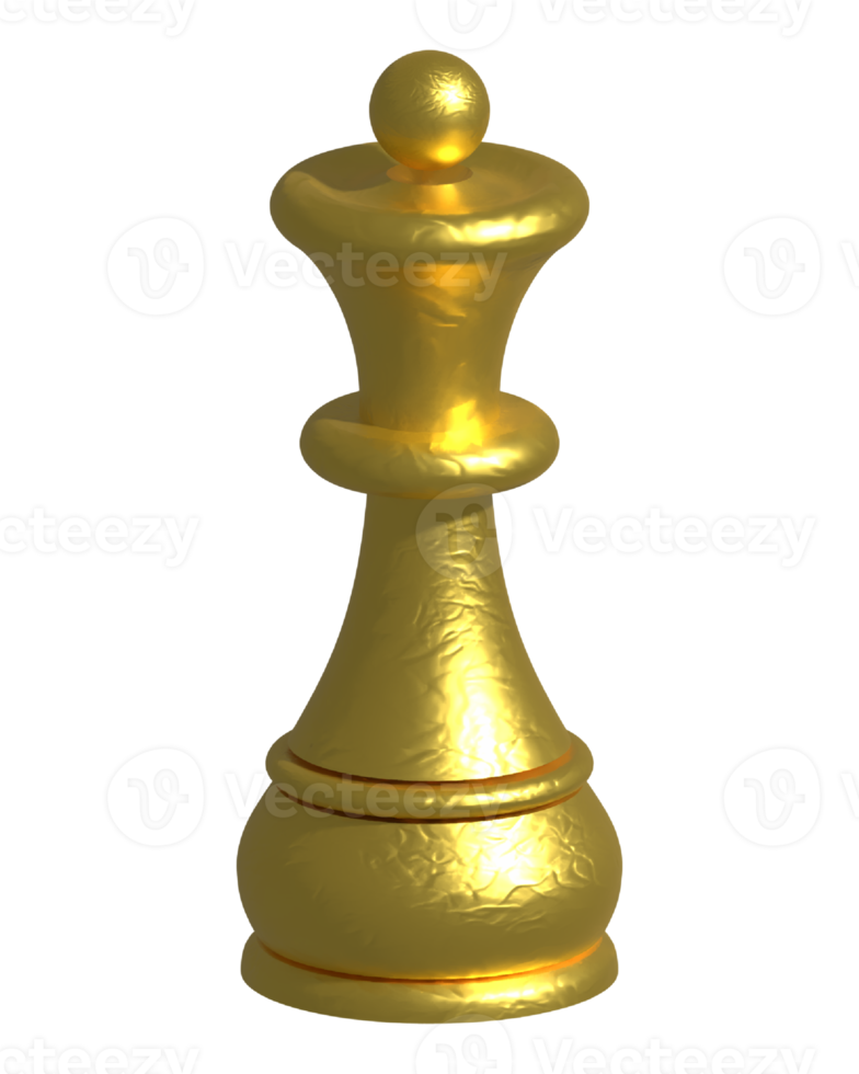 reine d'échecs d'or rendu 3d png