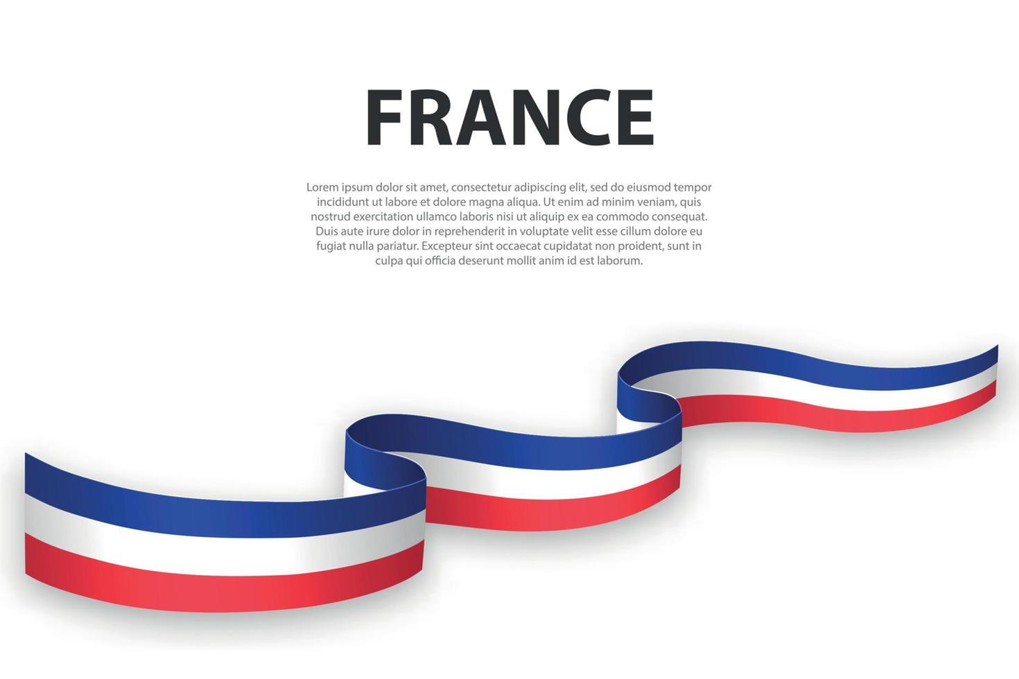 cinta ondeante o pancarta con bandera de francia. vector