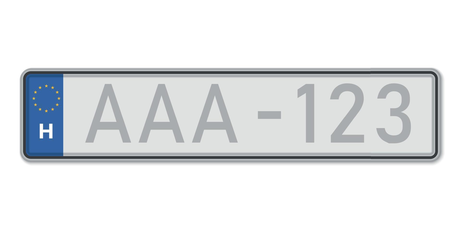 Car number plate. Vehicle registration license of Hungary vector