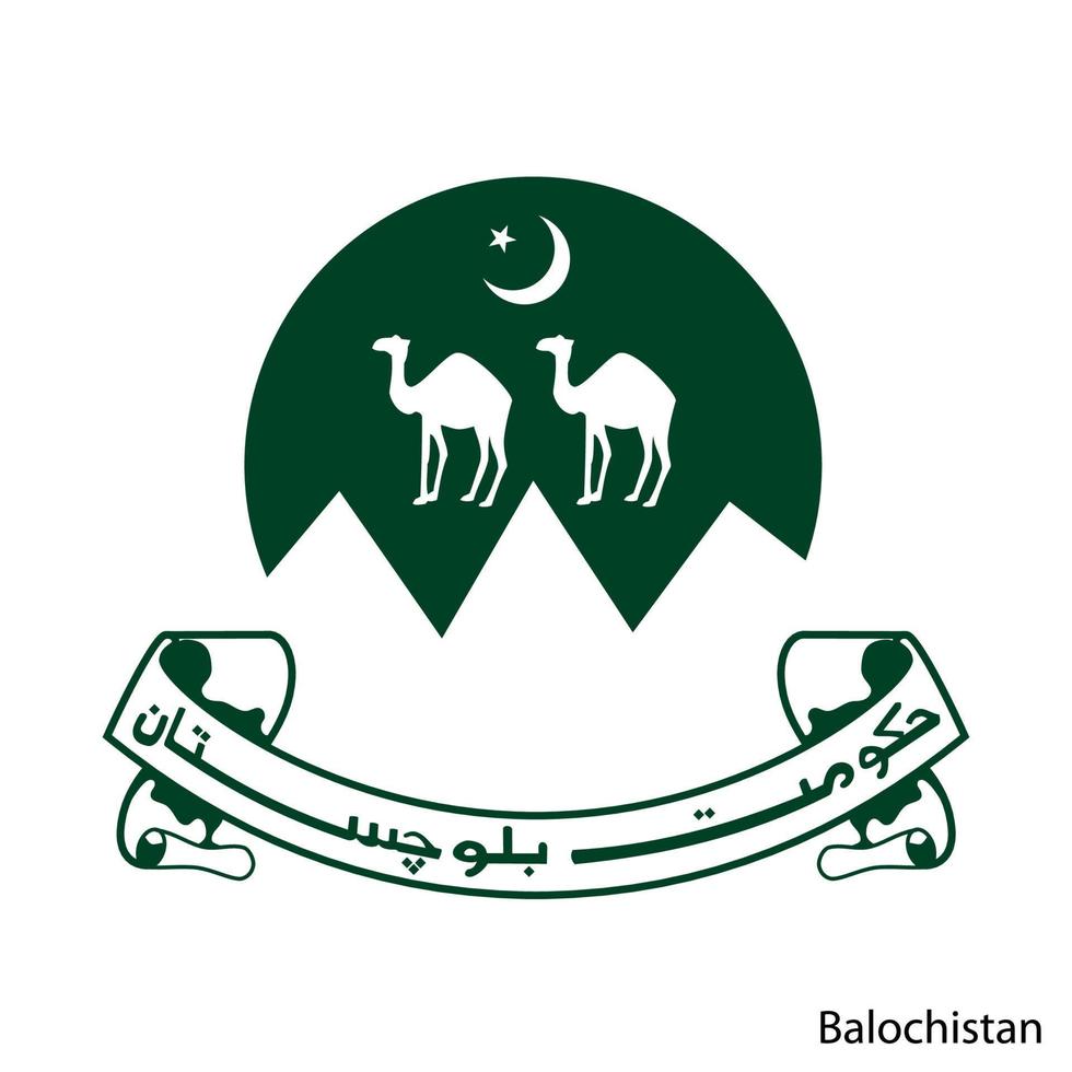 escudo de armas de baluchistán es una región de pakistán. emblema vectorial vector