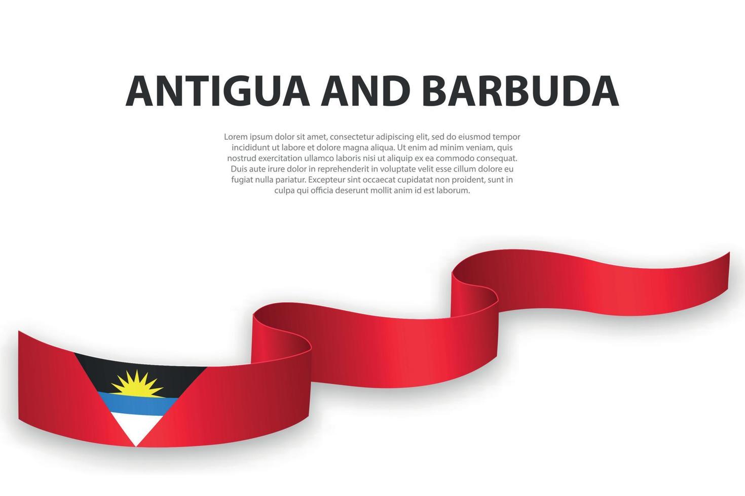 Waving ribbon or banner with flag of Antigua and Barbuda vector