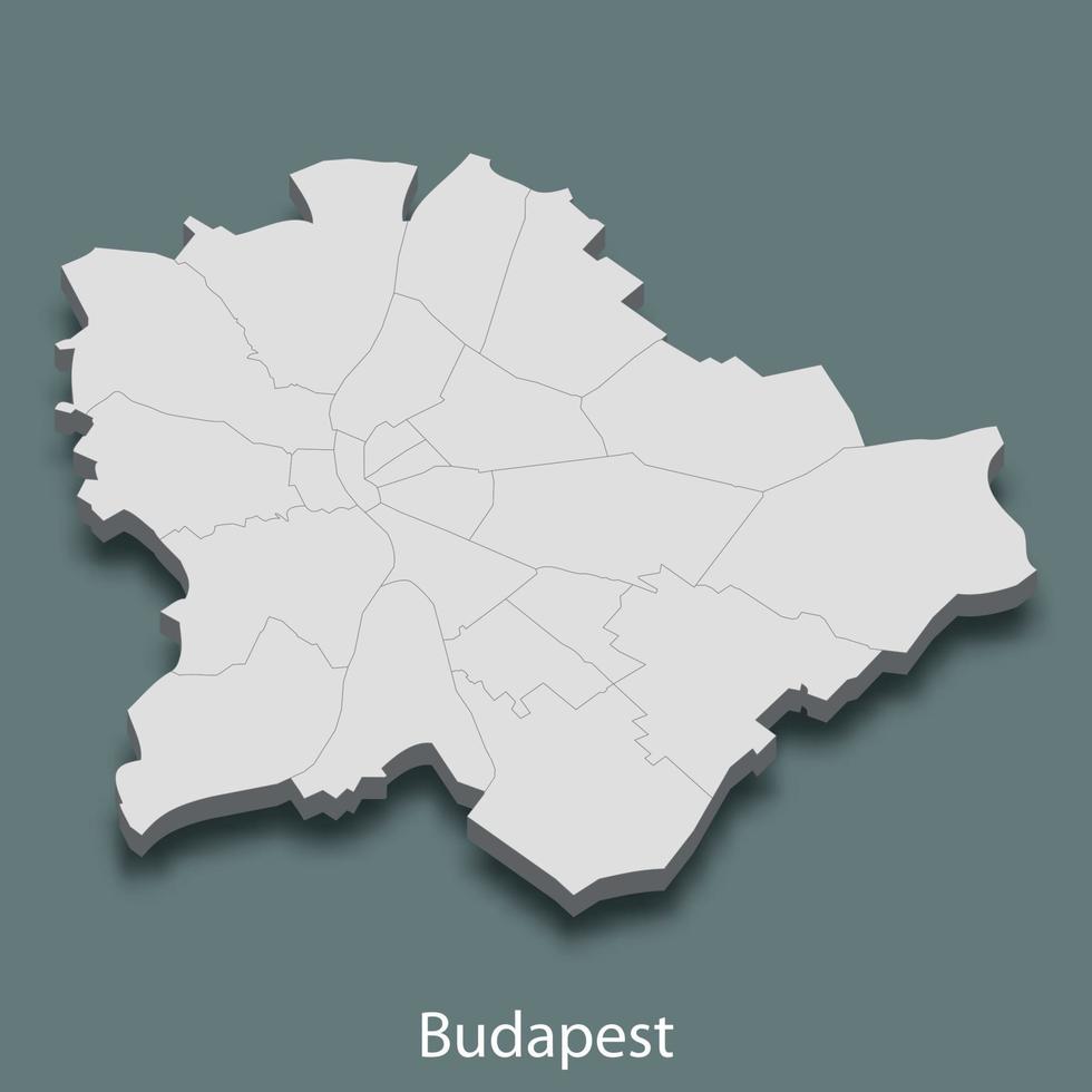 3d isometric map of Budapest is a city of Hungary vector