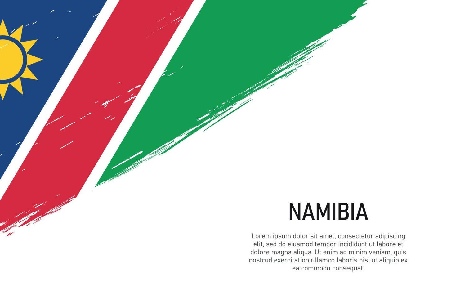 Fondo de trazo de pincel de estilo grunge con bandera de namibia vector