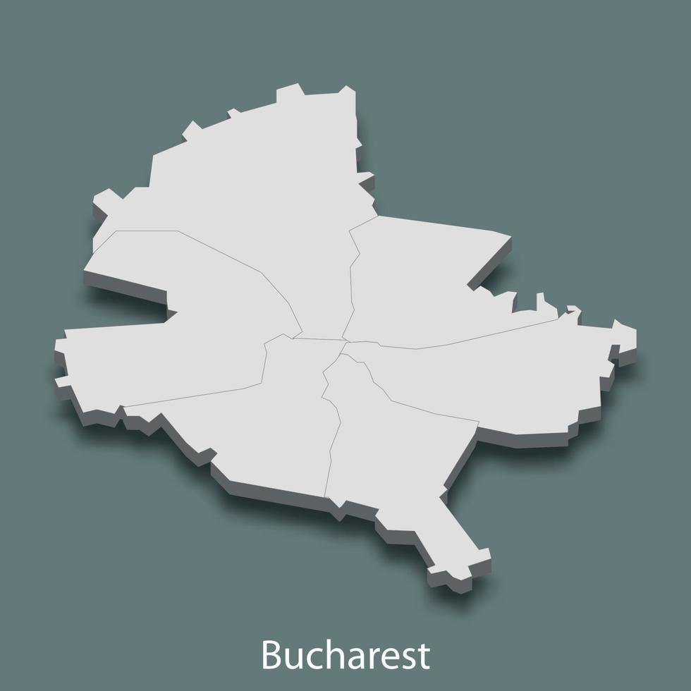 3d isometric map of Bucharest is a city of Romania vector