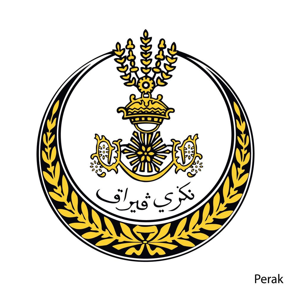 Coat of Arms of Perak is a Malaysian region. Vector emblem