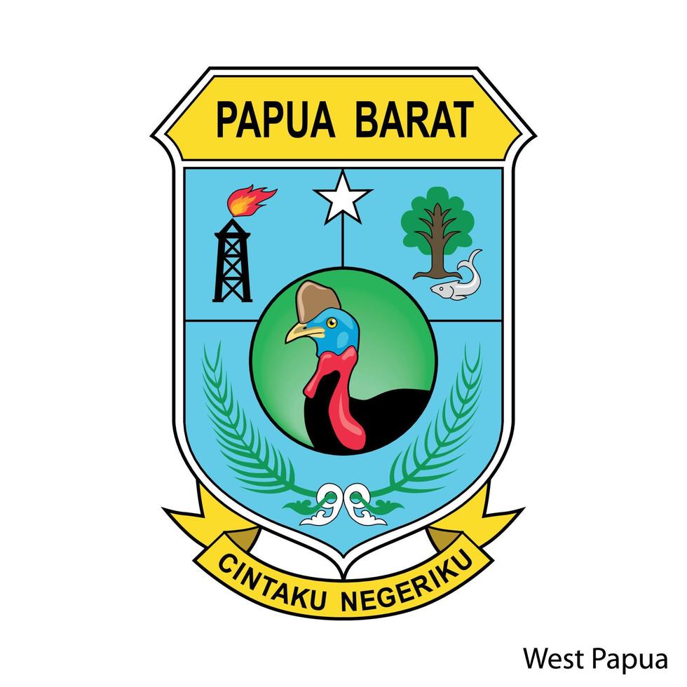 Coat of Arms of West Papua is a Indonesian region. Vector emblem