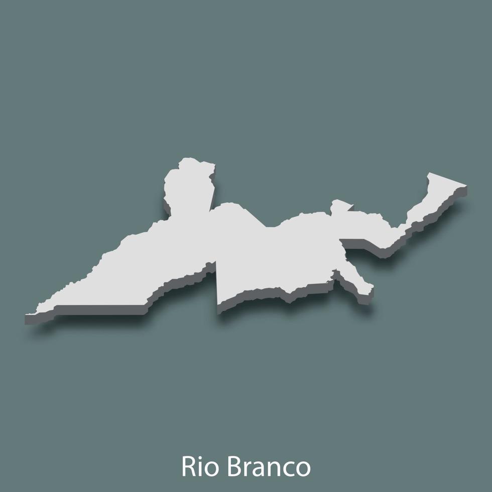 3d isometric map of Rio Branco is a city of Brazil vector