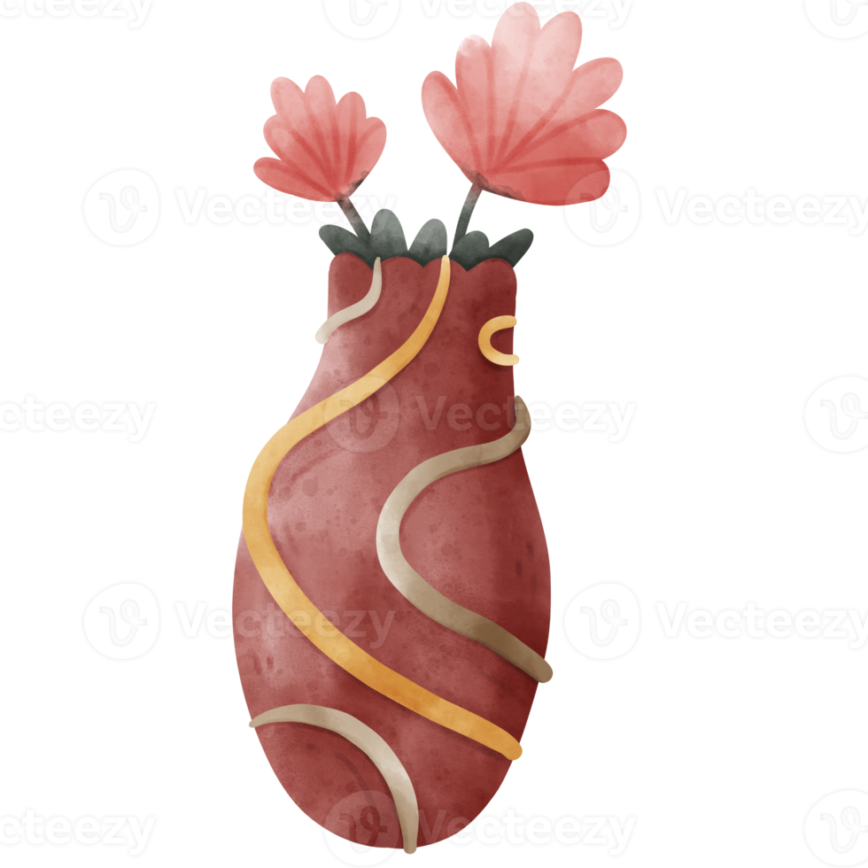 vattenfärg växt pott png