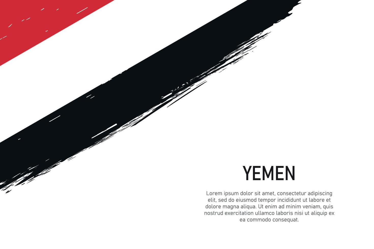 Grunge styled brush stroke background with flag of Yemen vector