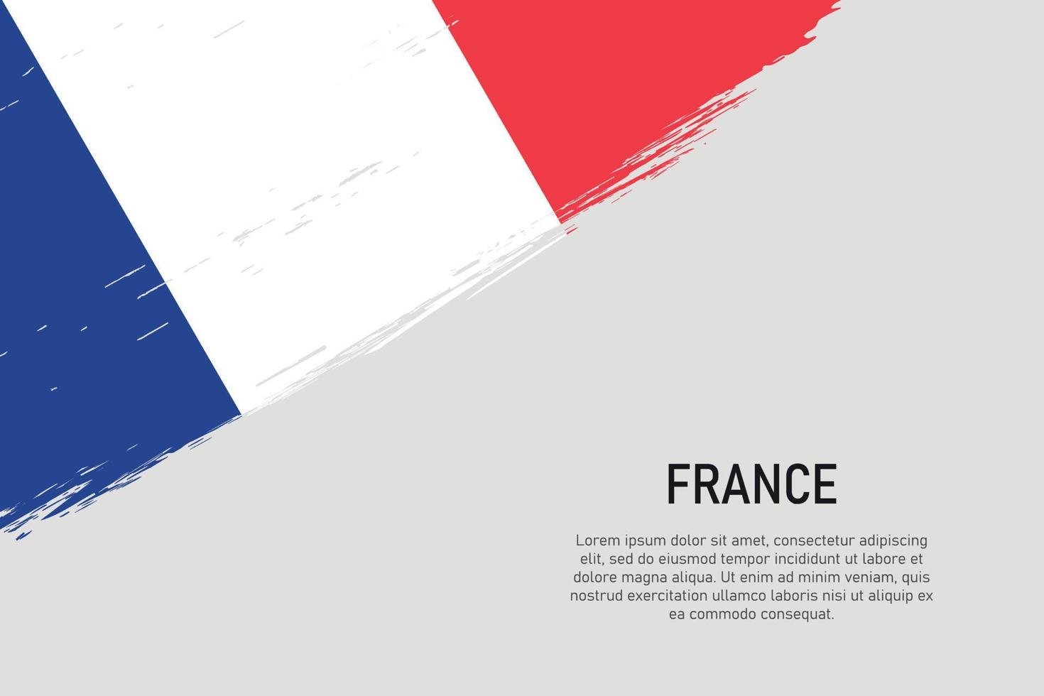 Fondo de trazo de pincel de estilo grunge con bandera de Francia vector