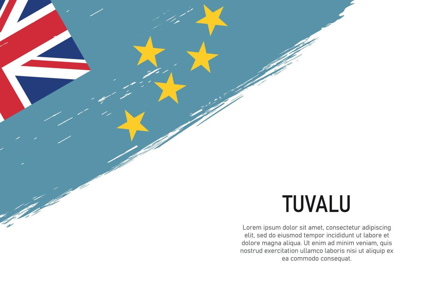 Fondo de trazo de pincel de estilo grunge con bandera de Tuvalu vector