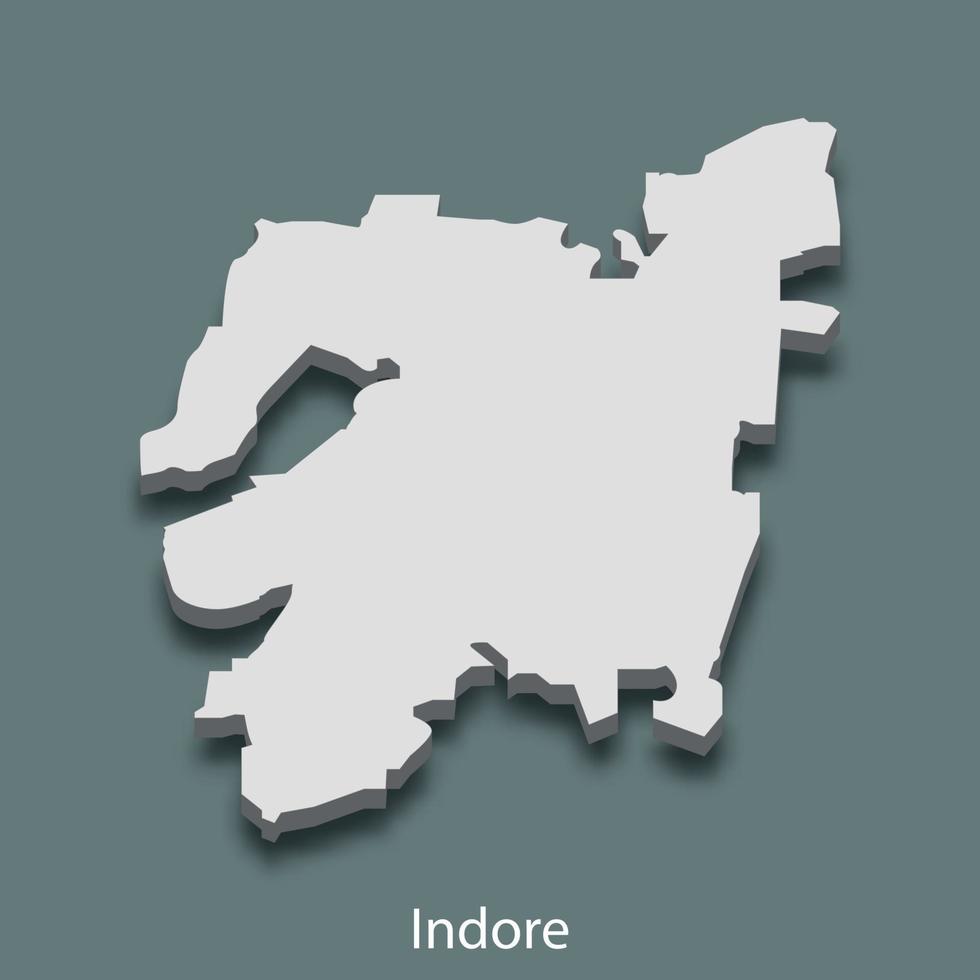 3d isometric map of Indore is a city of India vector