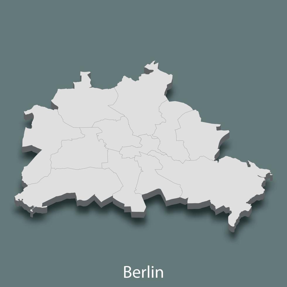 El mapa isométrico 3d de berlín es una ciudad de alemania vector