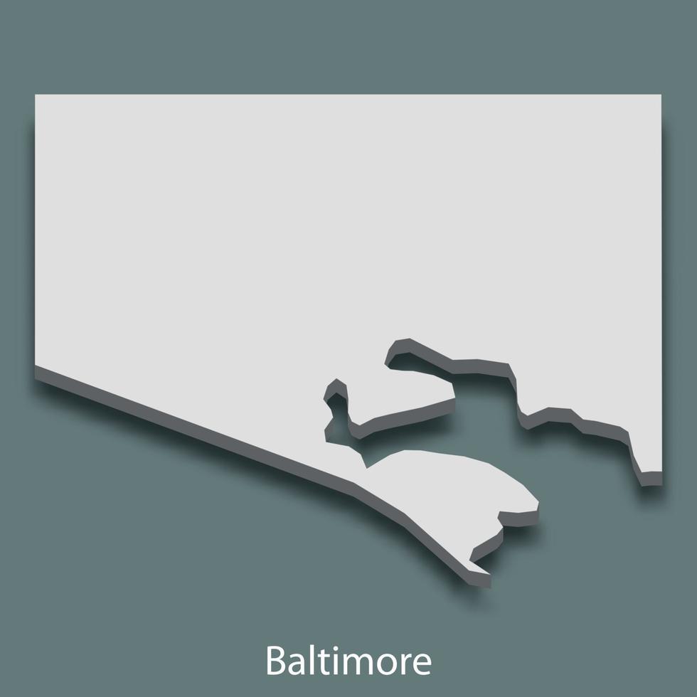 Mapa isométrico 3d de baltimore es una ciudad de estados unidos vector