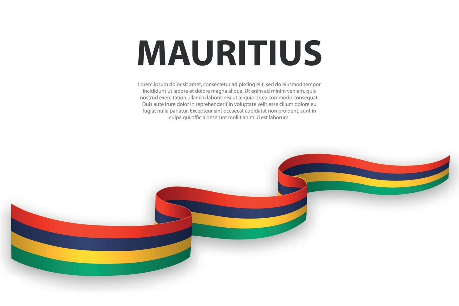 Waving ribbon or banner with flag of Mauritius vector